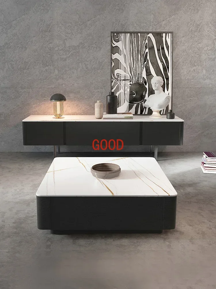 Stone Plate Coffee Table Simple Modern Living Room Home Marble Square