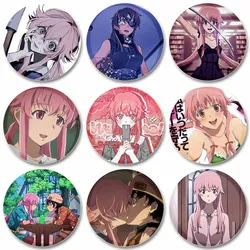 58/44/32mm Anime Future Diary Badges Tinplate Soft Button Pins Creative Brooches for Clothes Hat Decoration Jewelry Accessories