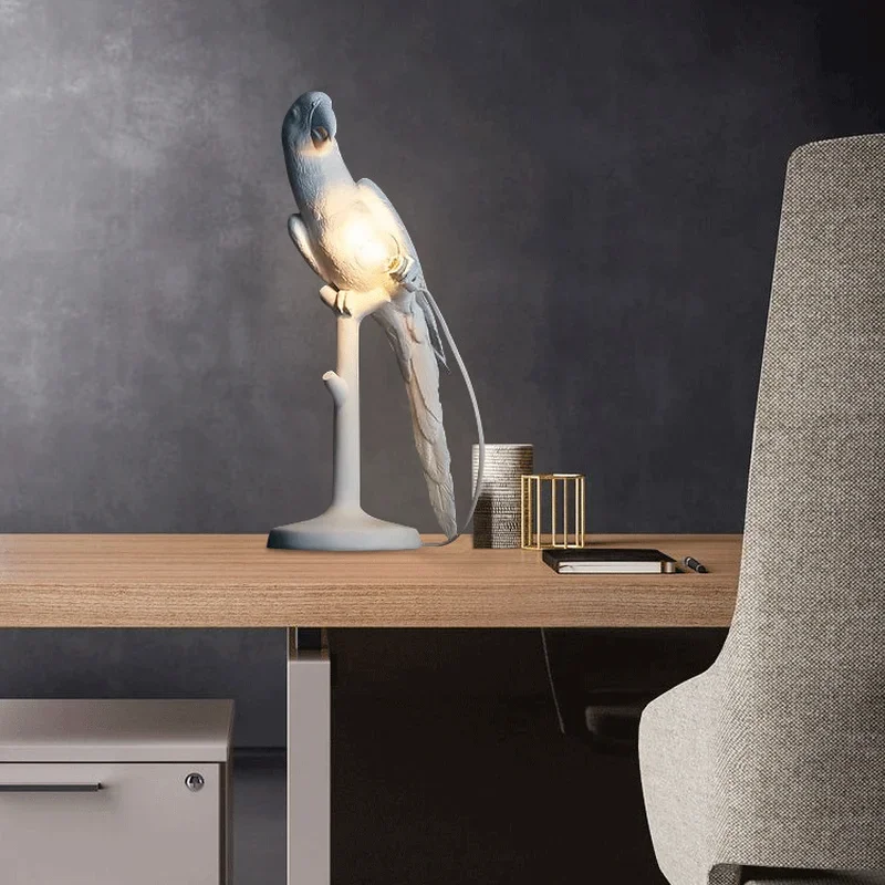 creative resin animal parrot table lamps Nordic living room bedroom study children's room bedside desk lamp Decor Light Fixtures