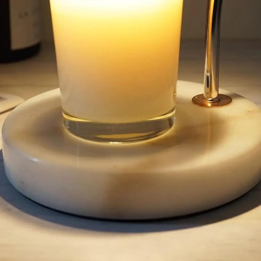 Diffusore di aromi Lampada a candela per aromaterapia Lampada da scrivania Lampada a candela temporizzata in marmo a tempo regolare Ruota la lampada di fusione della cera regalo
