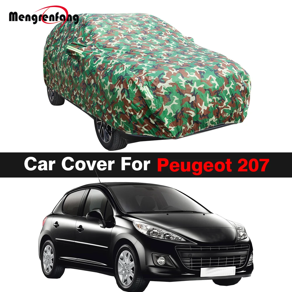 

Полный камуфляжный автомобильный чехол для Peugeot 207 2006-2014, уличный солнцезащитный козырек, защита от УФ-лучей, дождя и снега, водонепроницаемый автомобильный чехол