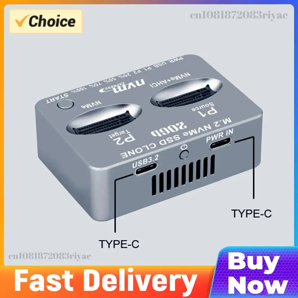Dual-Bay NVME Docking Station USB3.2 Type C M.2 SSD Enclosure M/B M Key Solid Disk Case M.2 M.3 NVME PCI-E for M2 SSD M Key SSD
