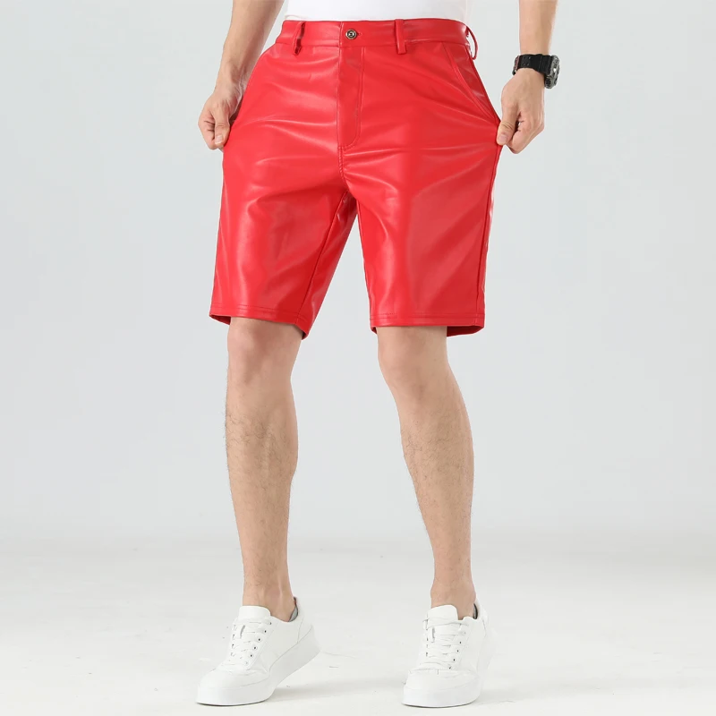 Herren-Leder-Shorts, sexy Party-Mode, PU-Leder-Shorts, knielang – Detail 2