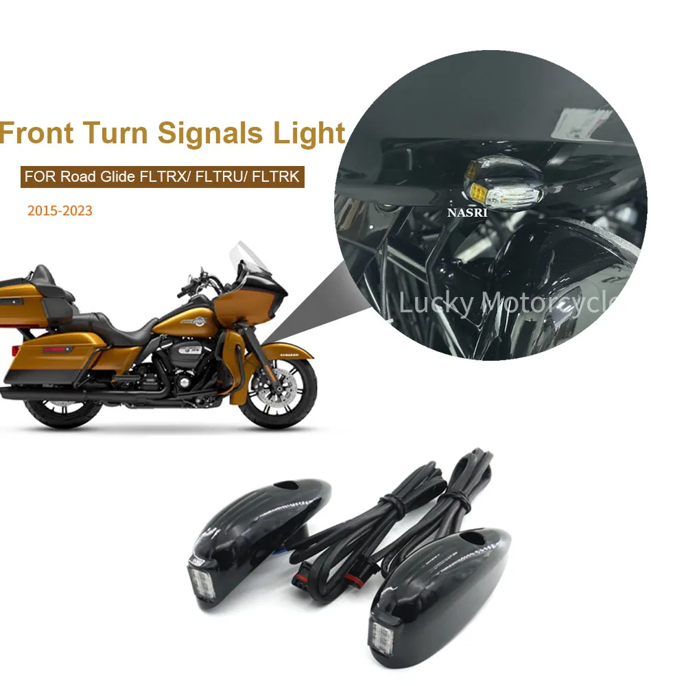 

NEW FOR Harley Road Glide FLTRX/ FLTRU/ FLTRK 2015-2023 LED Front Turn Signals Daytime Running Amber Motorcycle Accessories