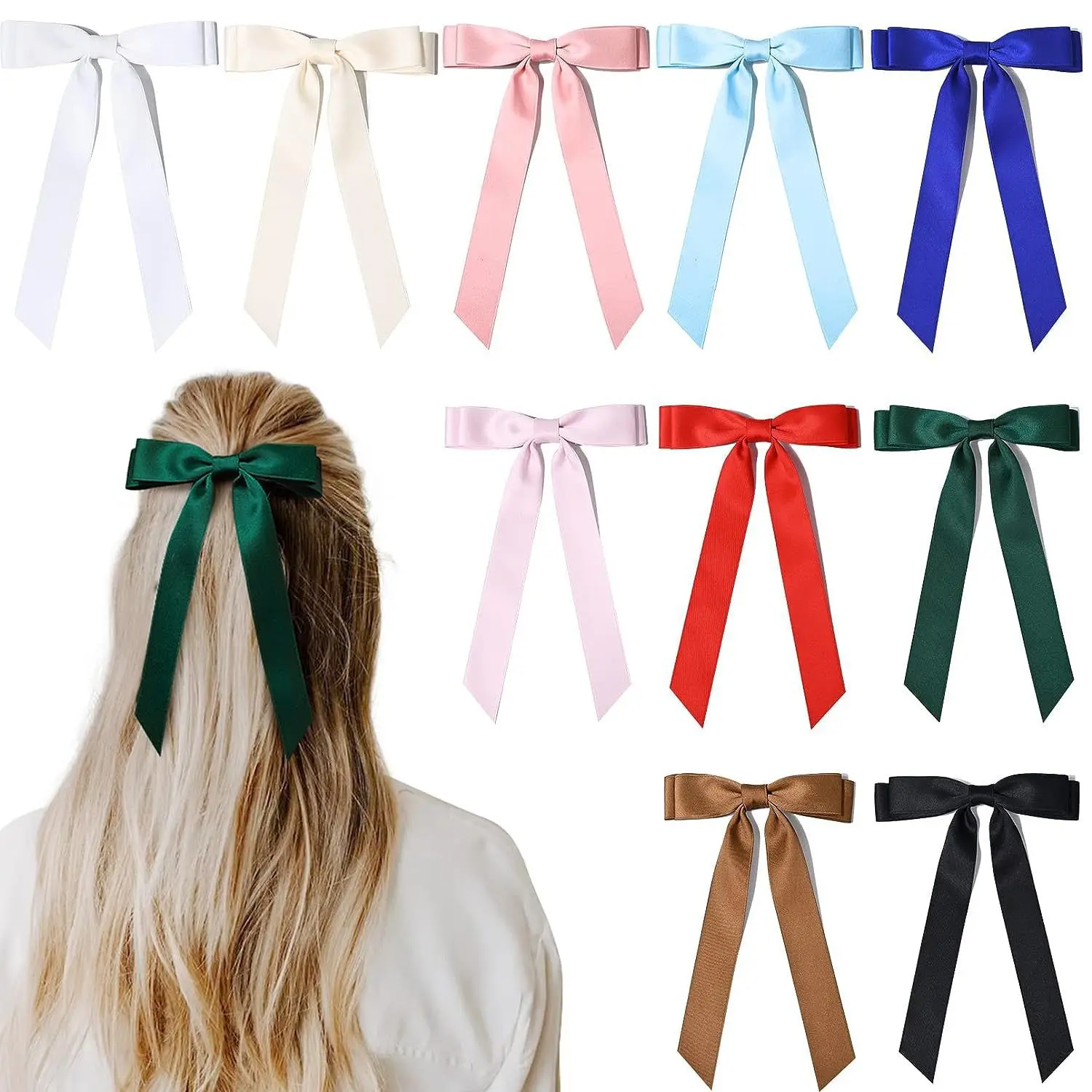 

Long Tail Bow Hair Clips for Women Tassel Ribbon Bowknot Hairpin Solid Accessories Barrettes Cute Aesthetic Hair Christmas Gifts