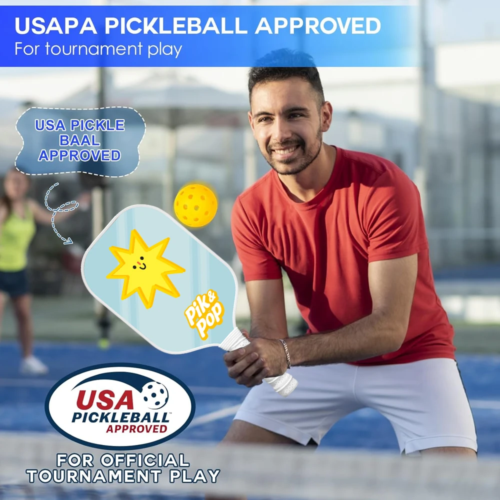 

Pickleball Paddles Set of 2 USAPA Approved, Fiberglass Surface Paddles for Power & Control, Includes 2 Paddles, 4 Balls, Carry B