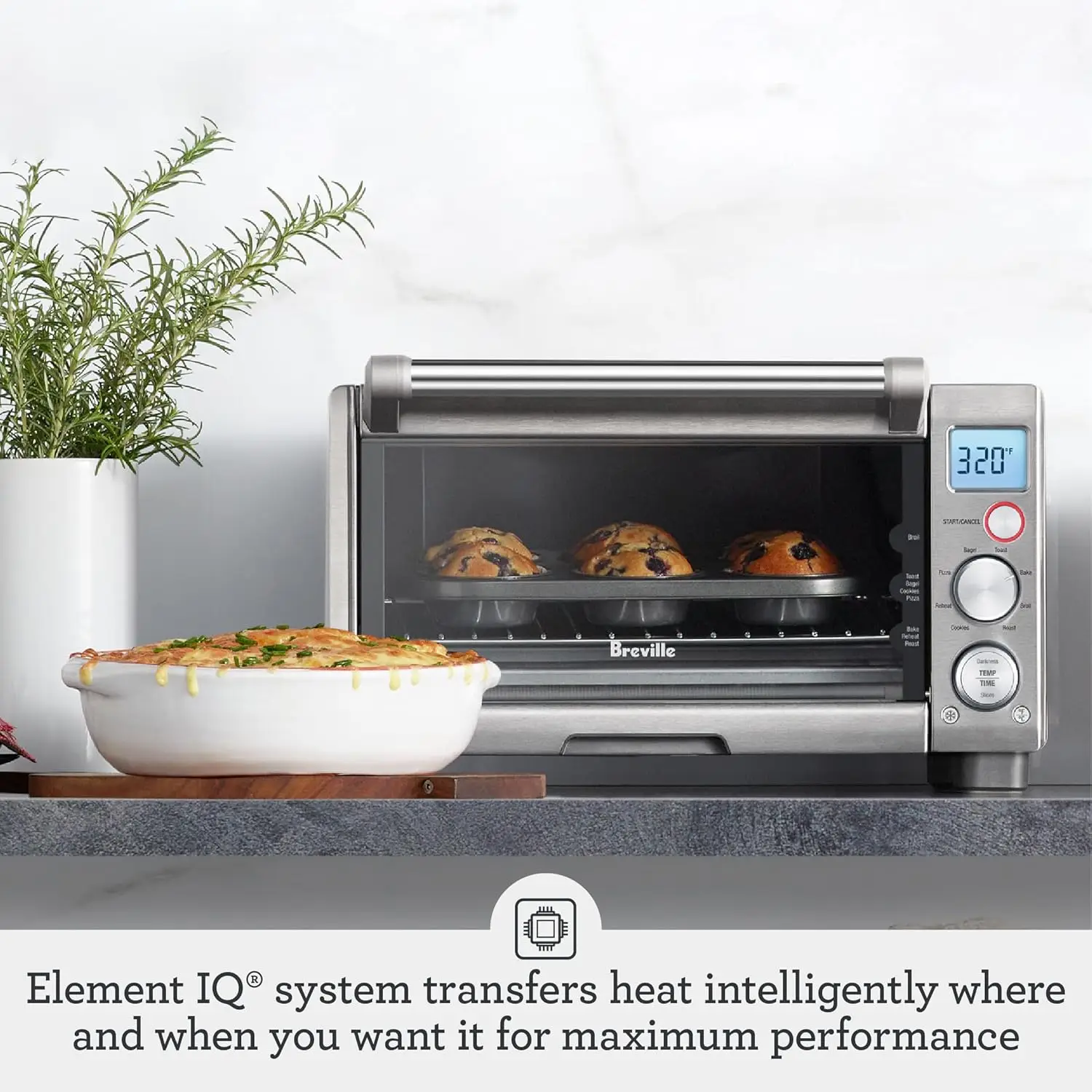 เตาอบเครื่องปิ้งขนมปังตั้งโต๊ะ Compact Smart Oven สแตนเลสขัดเงา