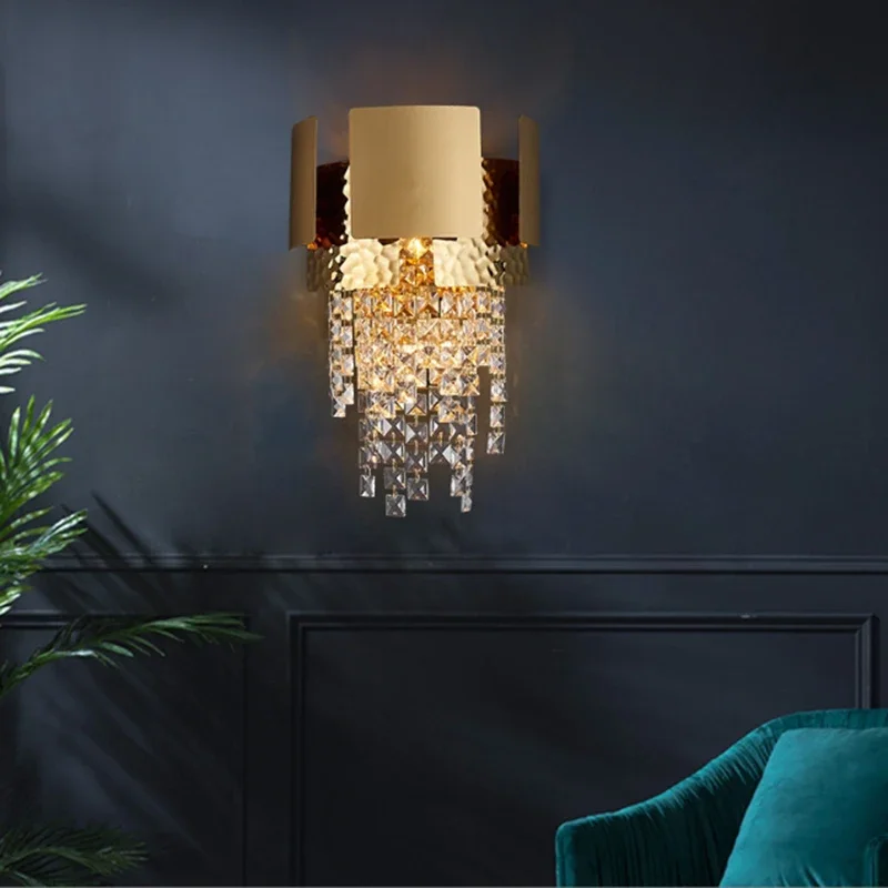 crystal sconce wall light para quarto sala de estar lampada de parede de cristal nordico corredor decoracao domestica lustre 01