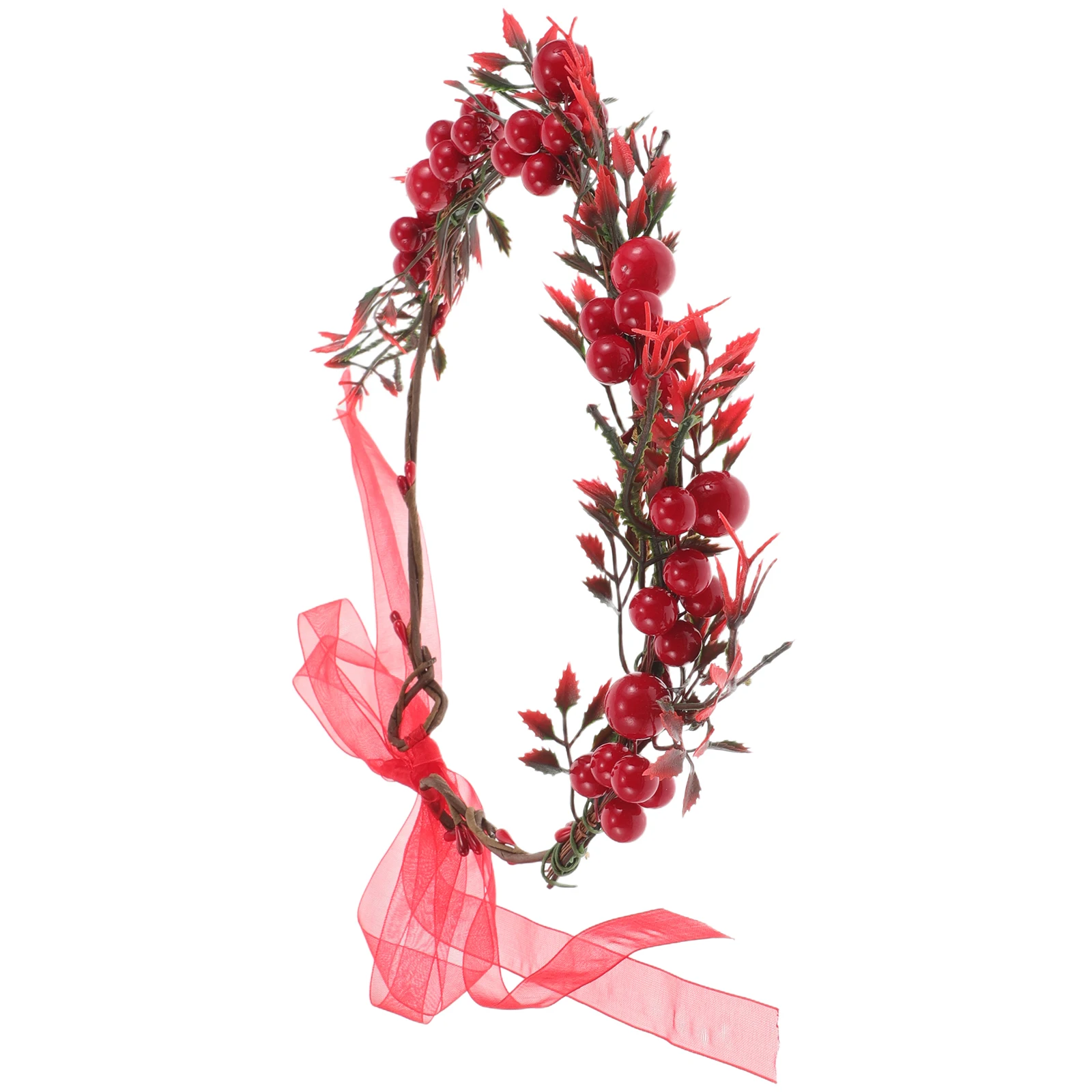

Red Wreath Bridal Hair Accessories Berry Headpiece Women Decor Crown Floral Hoop Vintage Bridesmaid Wedding Valentines Day