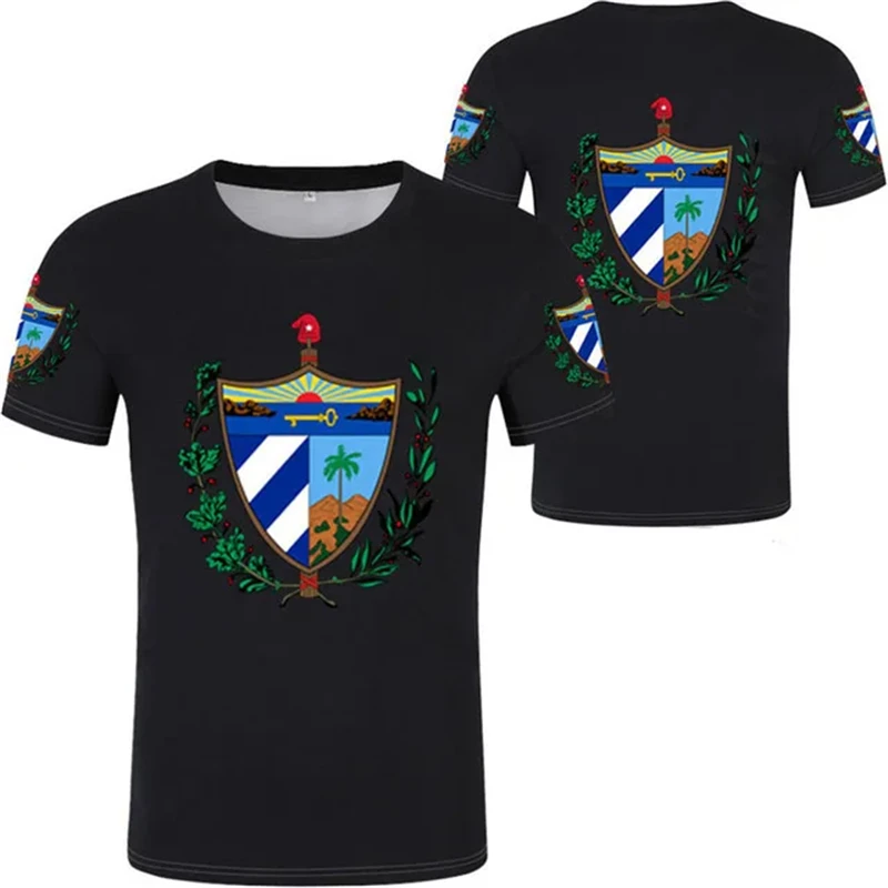 Cuban National Emblem 3D Printed T Shirt For Men Clothes Cuba Flag Sports T-Shirt Casual Women Streetwear Tees Oversized Tops