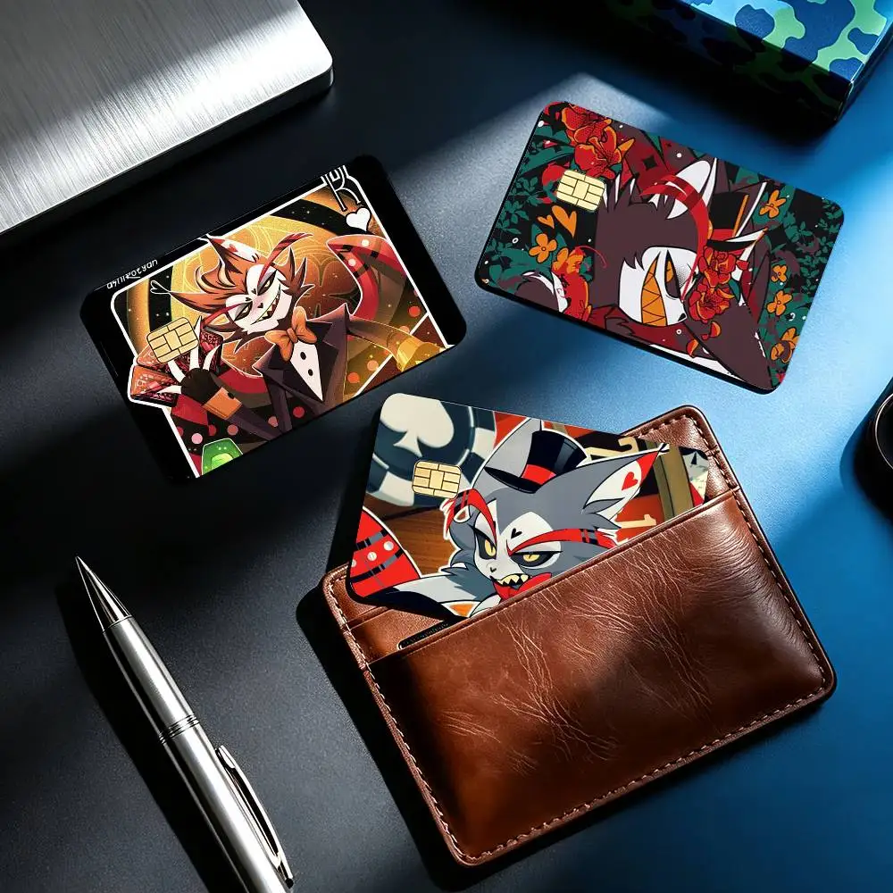 Demon Cat Hazbin Hotel H-Husk 4pcs 1Set Card Stickers Small Waterproof Chip 4PCS Card Sticker Anti-Scratch