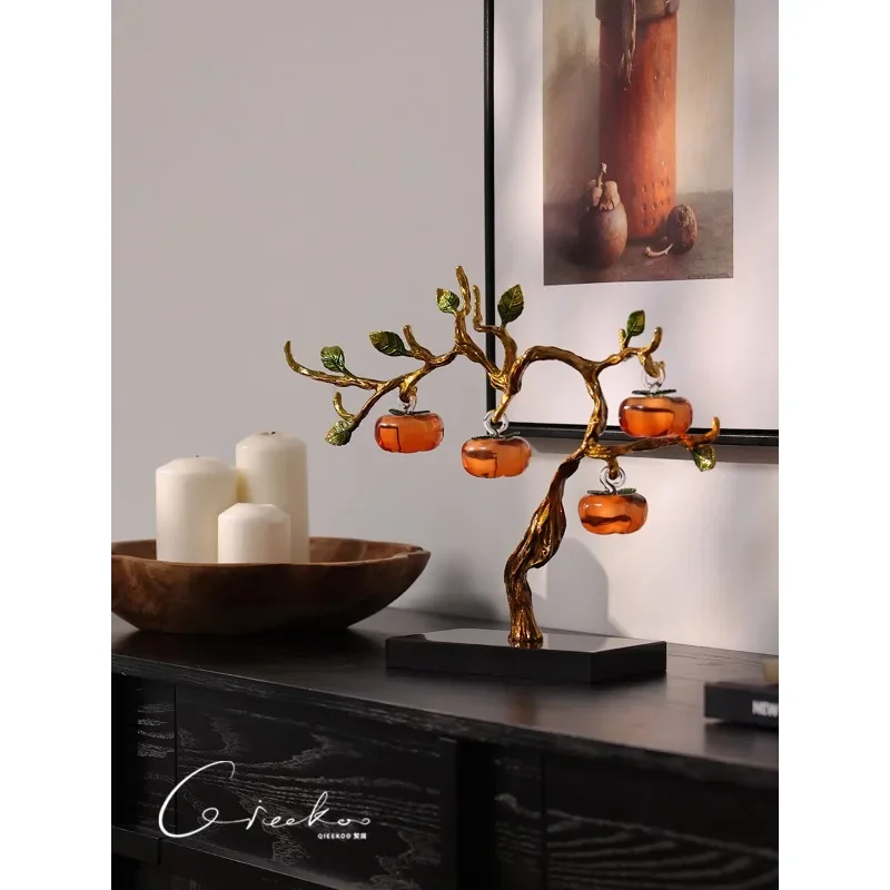 #New Chinese-style persimmon Ruyi ornament, living room entrance entrance office desktop decoration, new home housewarming gift