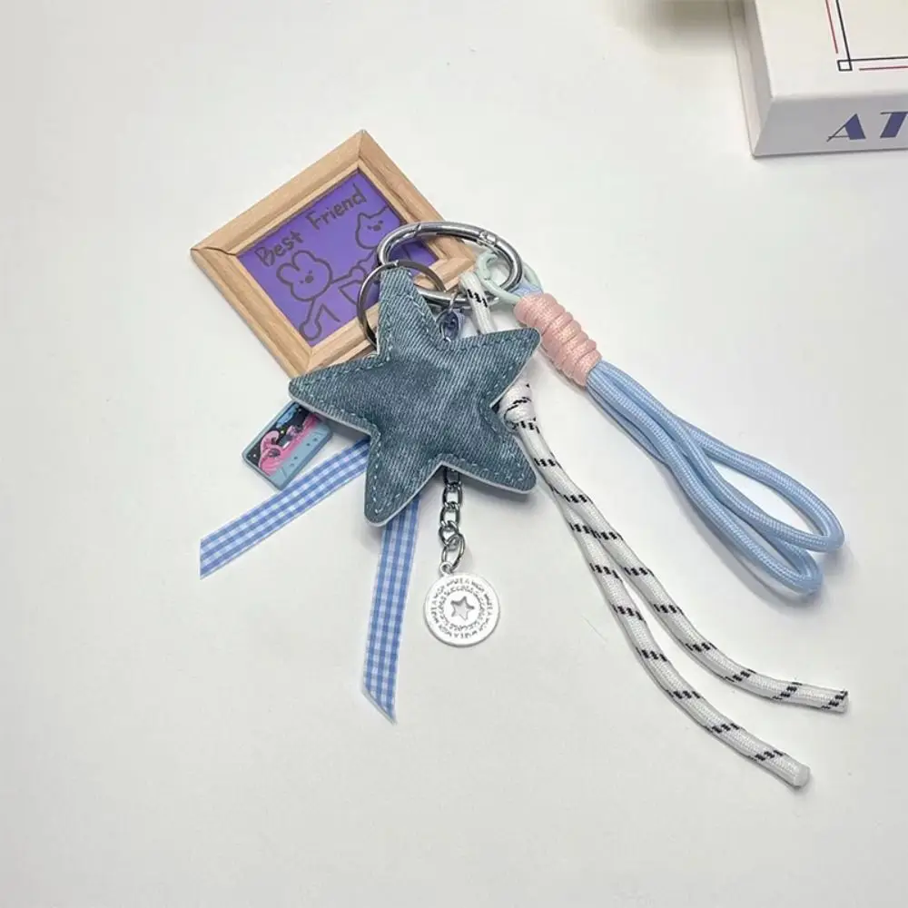 Braided Rope Star Bag Pendant Leather DIY Five-Pointed Star Keychain Star Key Holder for Handbag Purse Backpack Accessories