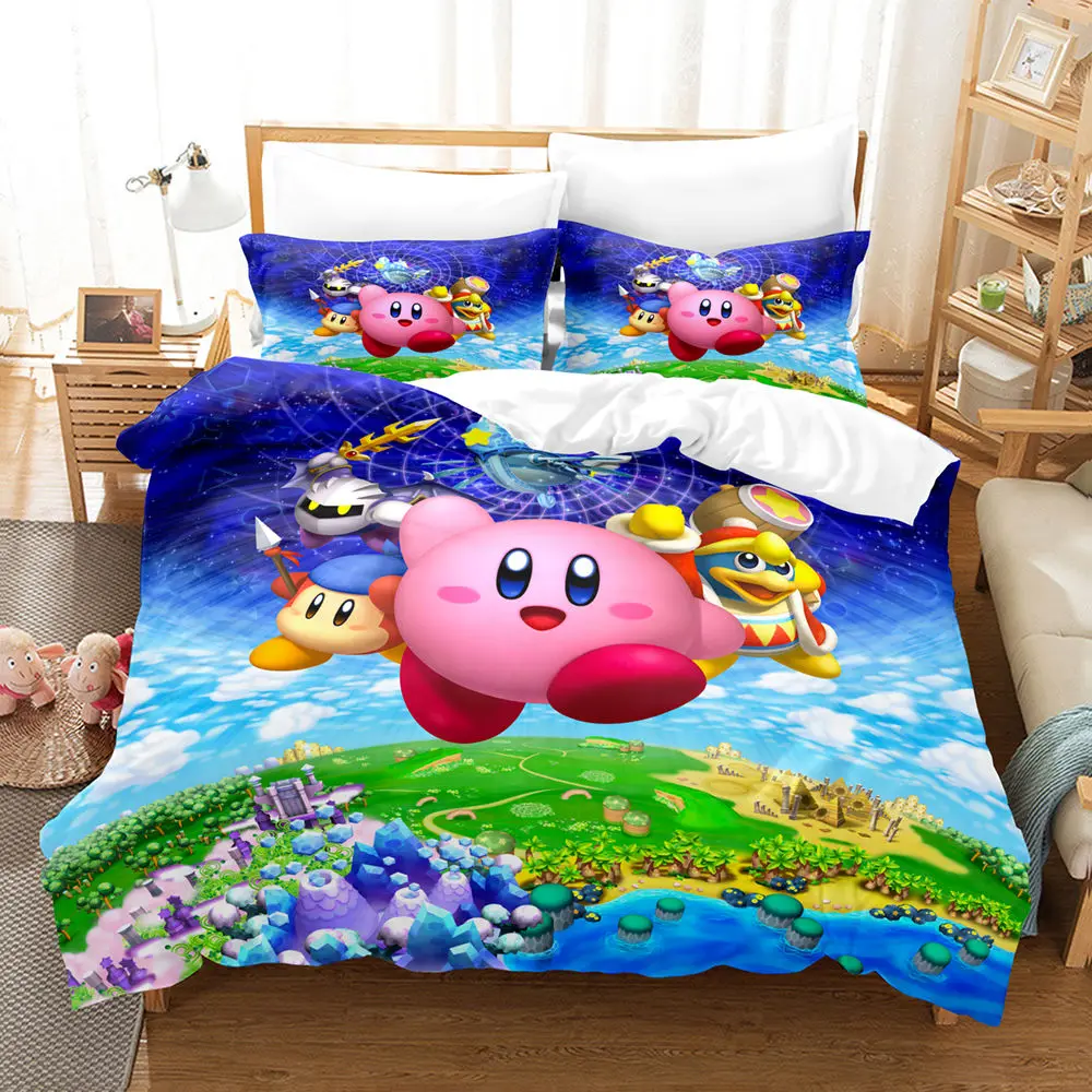 Cartoon Star Allies Duvet Cover K-Kirby Pillowcase Bedding Set Adult Boy Girl Bedroom Decoration Children Single Double Size