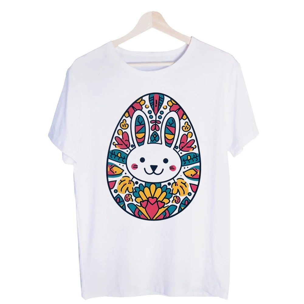 Men's Bunny in Decorative Egg Graphic Tee, Short Sleeve Crew Neck T-Shirt for Easter and Casual Spring Outfits