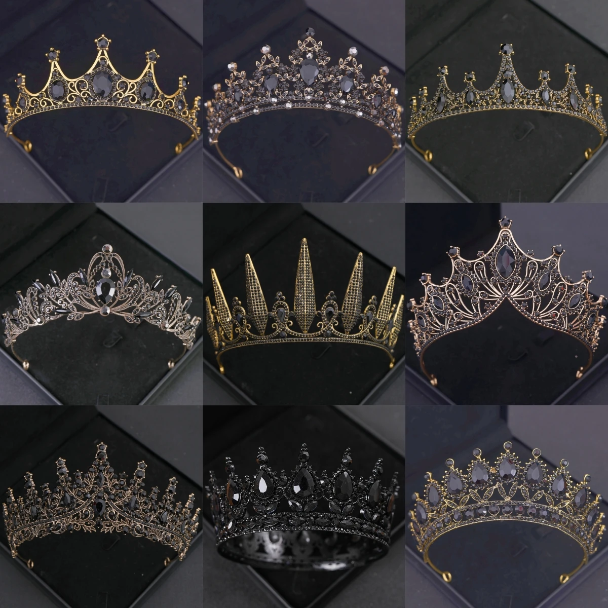 Baroque Black Crystal Tiaras And Crowns Headband Rhinestone 