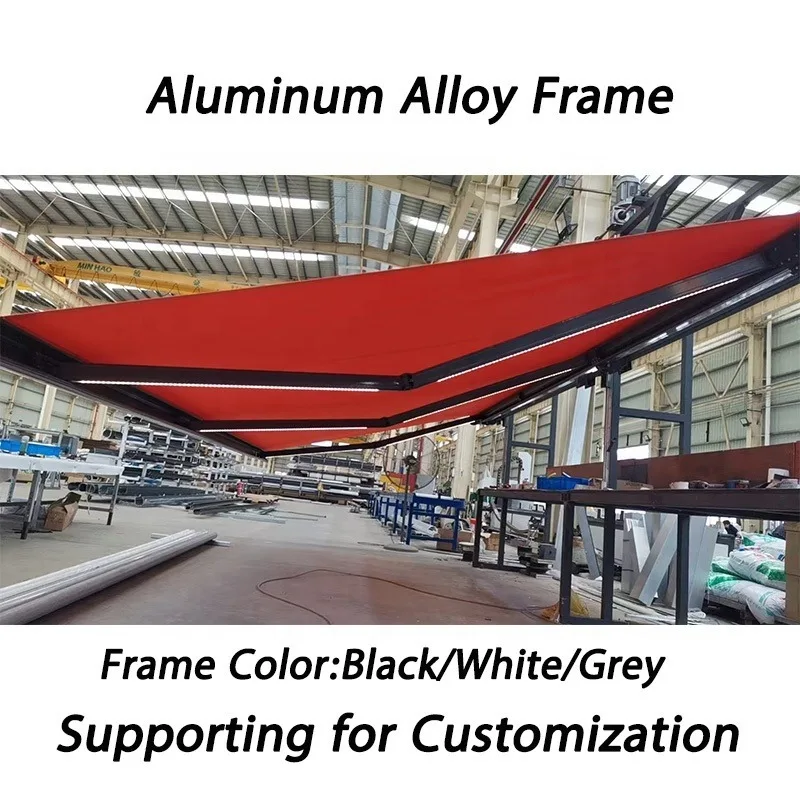Modern Luxury Retractable Awning Motorized Patio Folding Arm Awning Electric Full Cassette Awning Garden Buildings