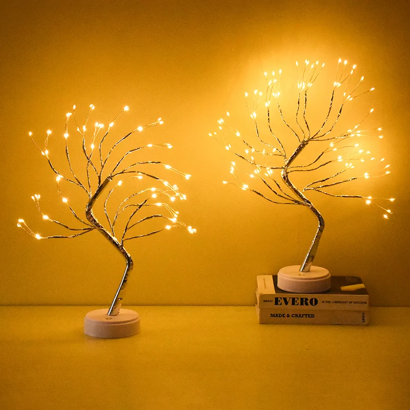 

20inch 50cm LED Sparkly Fairy Tree Lamp Warm White USB or Battery Powered DIY LED Bonsai Festival Home Bedrooms Decoration Light