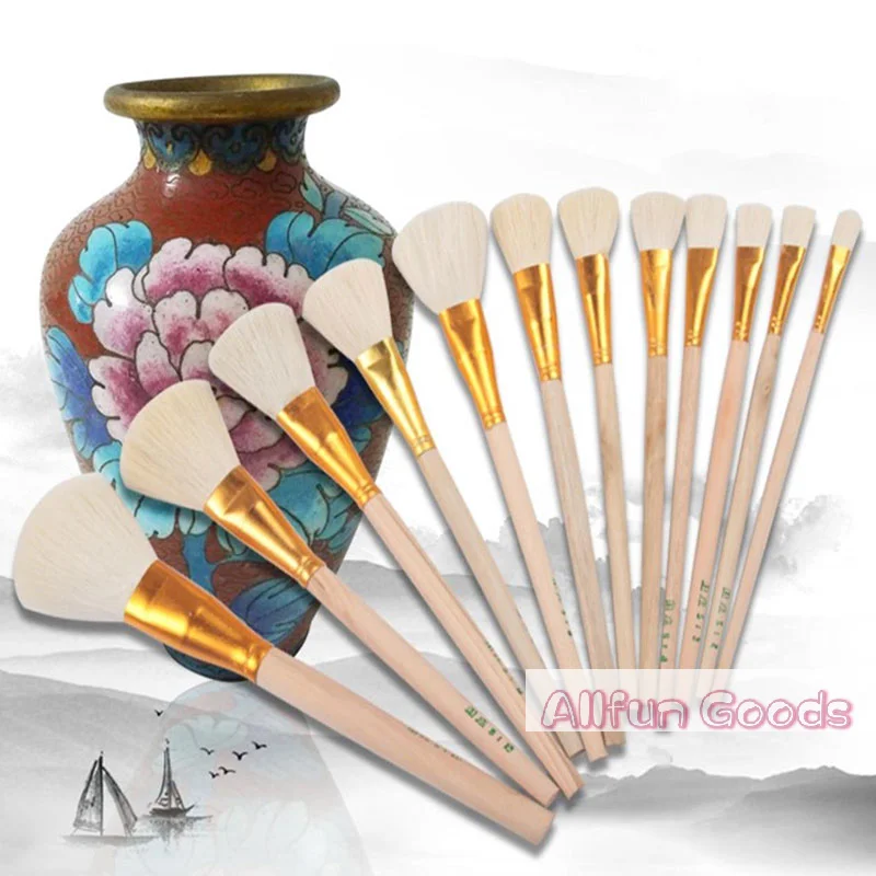 [TG835]12pc Pottery Art Wool Brush Set for Ceramic Glaze/painting Coloring Watercolor
