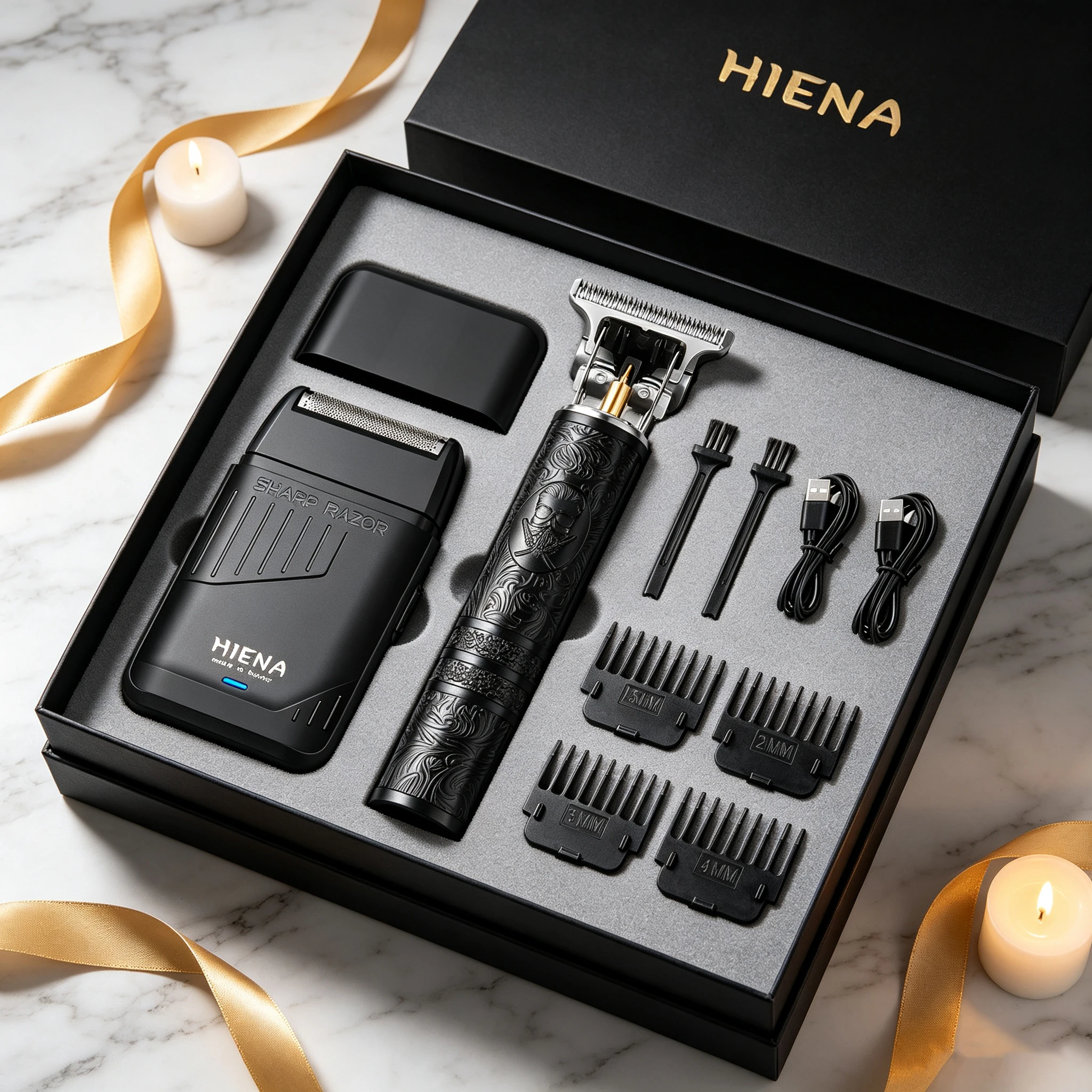 HIENA Vintage Hair Clippers Set Barber Shop Cordless 0 mm Oil Head Hair Trimmer High Quality 7500PRM Shaving Machine For Husband