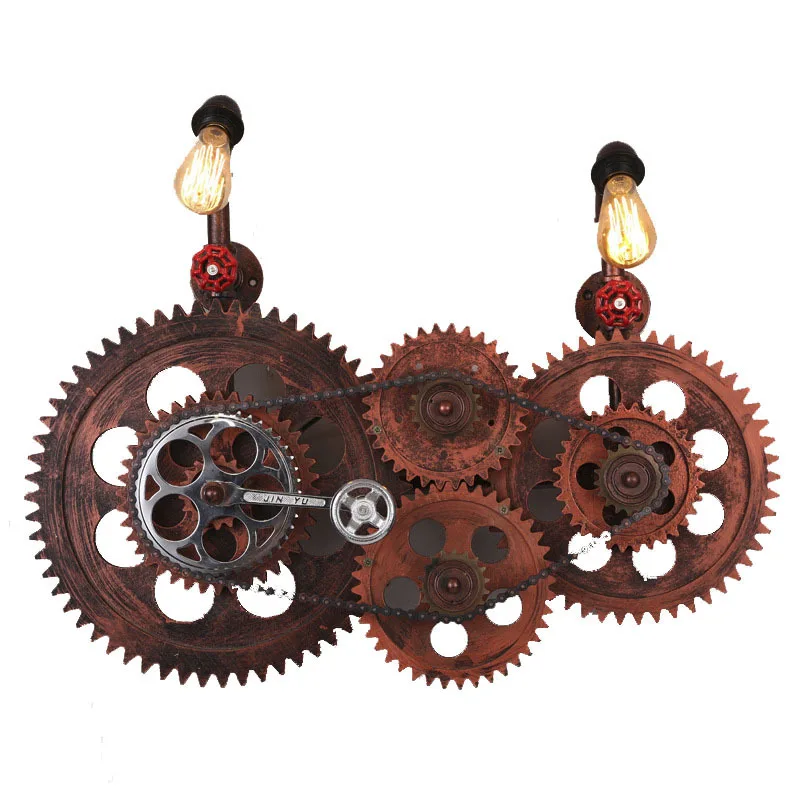 

Retro industrial style creative water pipe gear lamps, personalized Internet cafe restaurant cafe KTV entrance aisle wall lamp