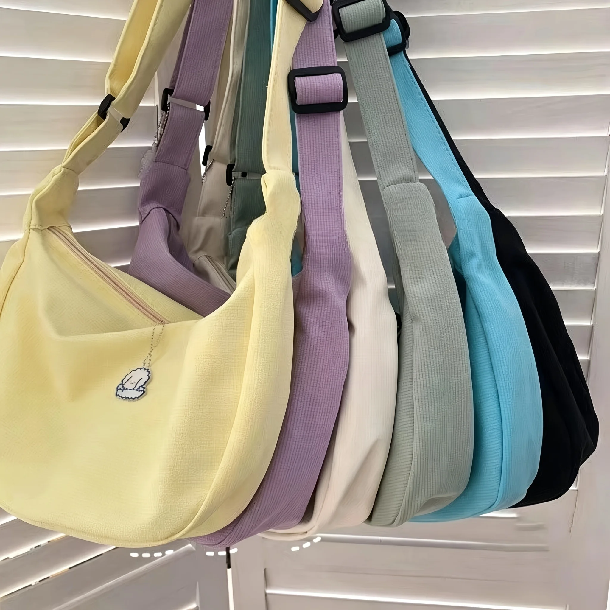 Waffle-Textured Crossbody Bag with a Soft, Squishy Design, Adjustable Wide Shoulder Strap That's Comfortable and Doesn'T Put Strain on the Shoulders, Large Capacity for Carrying Books, Water Bottles, and Other Personal Items, Simple and Versatile Style Suitable for Students and Commuters, a Lightweight Shoulder Bag Suitable for Daily School Trips and Outings view 3