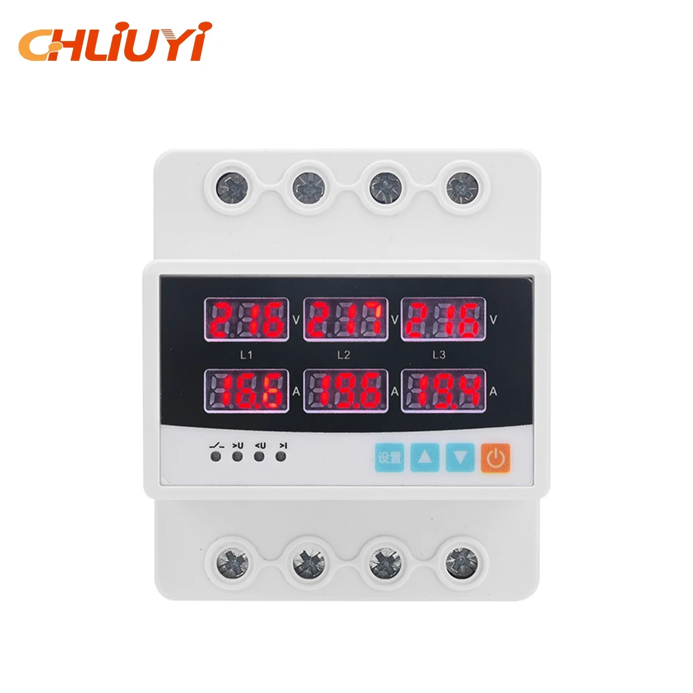 63A/100A Three-Phase Six-Display Over/Under Voltage Protector, 220V Intelligent Protector