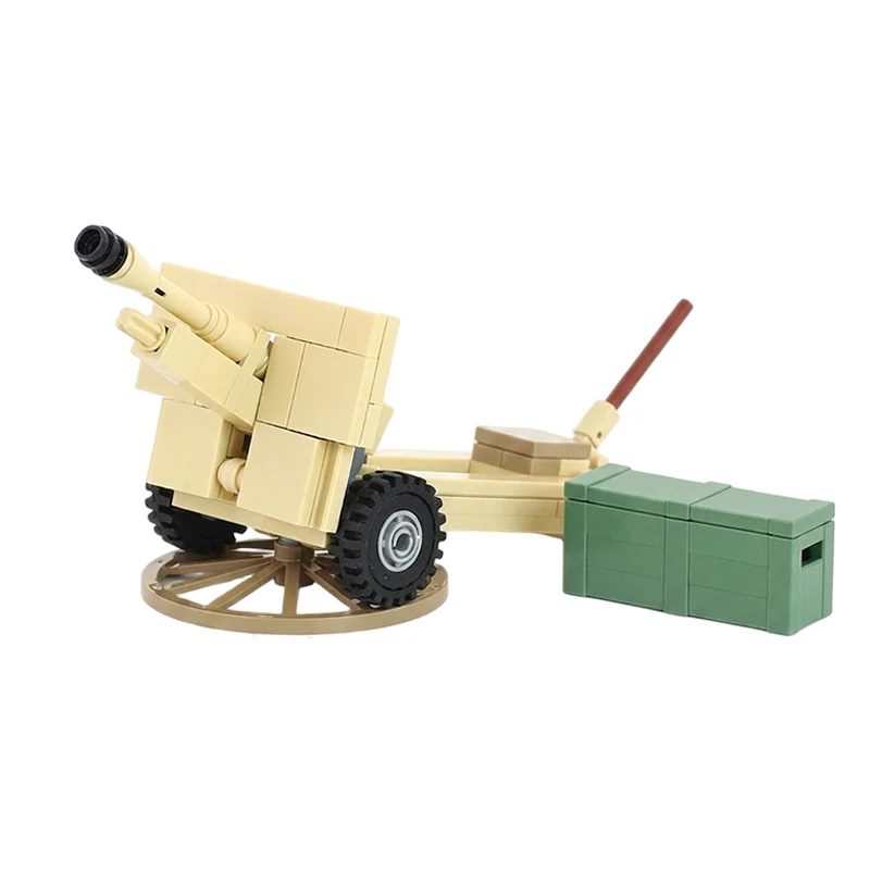 25-Pounder Howitzer Battle Pack Model MOC Building Bricks War Equipment Modular Technology Gifts Holiday Assemble Children Toys