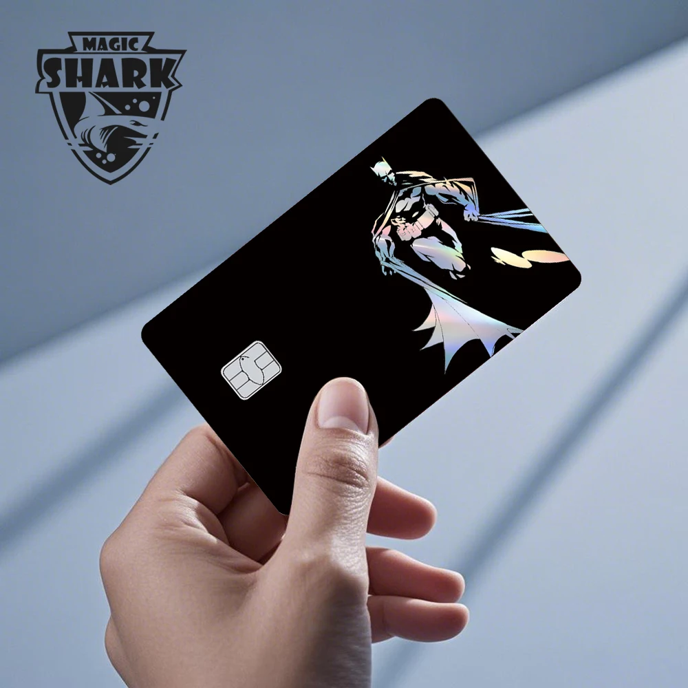 Magic Shark Holographic Laser Deadpool Spiderman Ironman Batmans Skin Cover Film Sticker for Debit Bank Credit Card - view 4