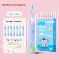 Kids Cartoon Colorful LED Light Sonic Children Electric Toothbrush IPX7 Waterproof 2 mins Smart Timer Rechargeable Toothbrush