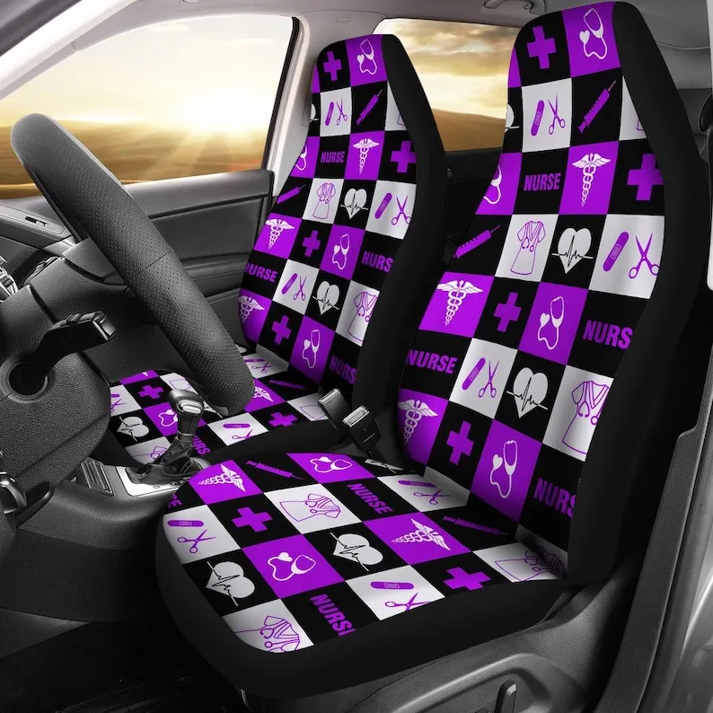 Nurse Car Seat Covers (Set Of 2) - Universal Front Car and Suv Seat Covers - Custom Seat Protector - Car Accessory - gift for he