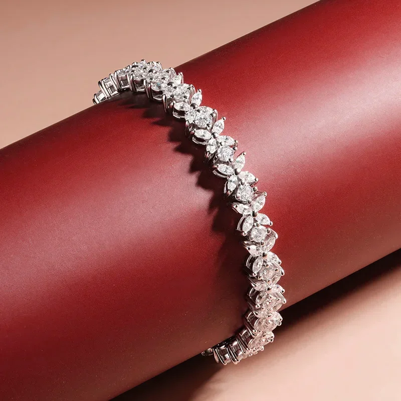 FCGJHW Marquise Moissanite Bracelets S925 Silver Lucky Clover Diamond for Women Engagement Bangle Gifts Jewelry With GRA 2026