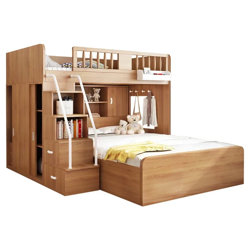

Customizable Staggered Upper And Lower Bunk Beds Small Apartment Household Desk Wardrobe