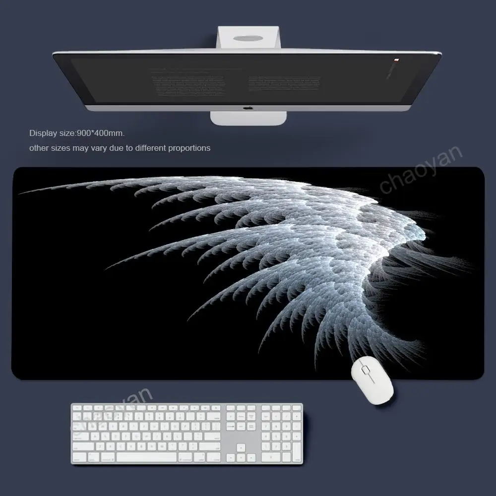 추상 천사 날개 마우스 패드 데스크 매트 고무 미끄럼 방지 사각형 데스크탑 매트 PC 키보드 긴 게임 패드 사무실 액세서리 XXL