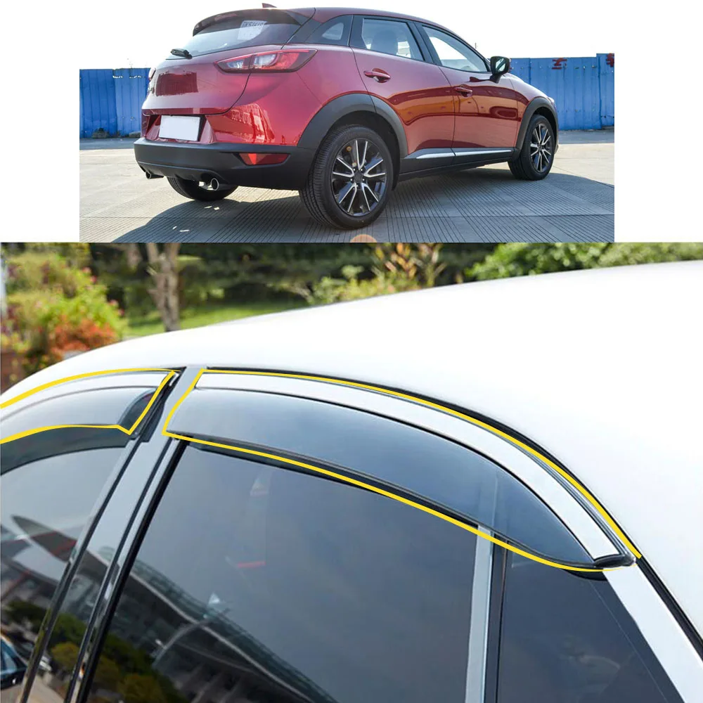 Car Body Styling Sticker Plastic Window Glass Wind Visor Rain/Sun Guard Vent For MAZDA CX-3 CX3 2016 2017 2018 2019 2020 2021