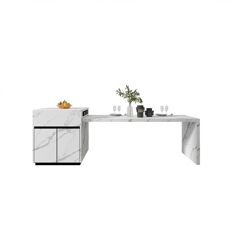 Unique design dining table Modern mobile kitchen Island table with storage
