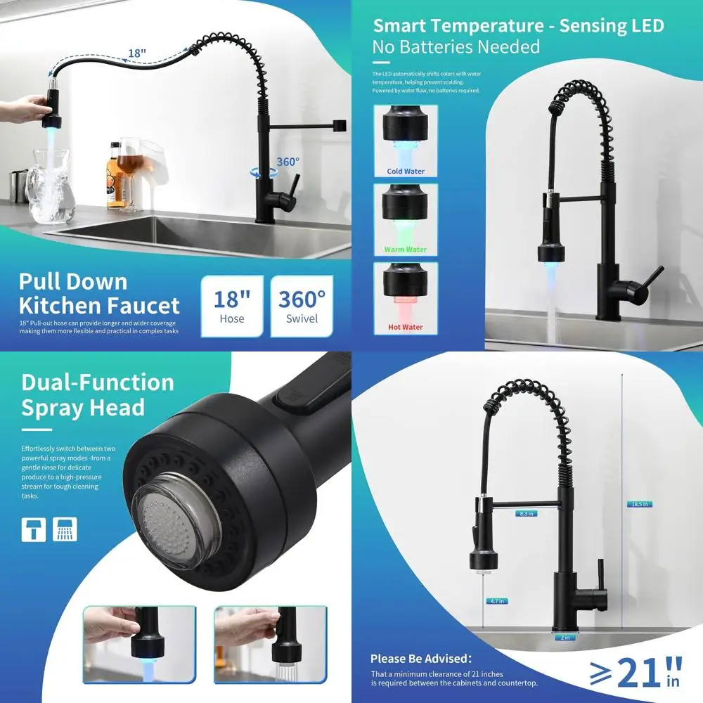 

Кухонный смеситель с одной ручкой и выдвижным изливом, с LED-подсветкой, идеально подходит для дома, автофургона, прачечной, улицы и кемпинга