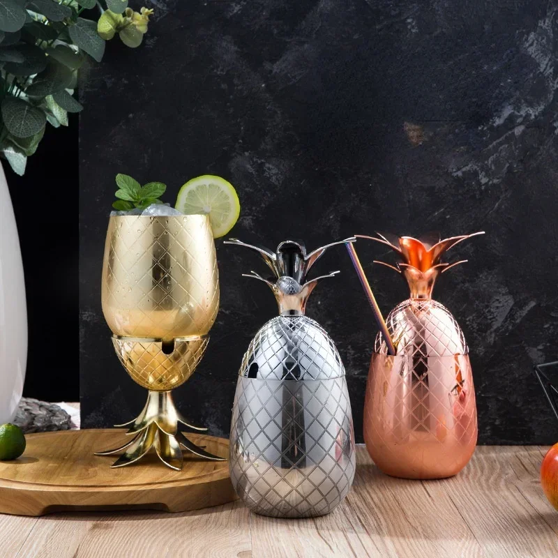 450ml Pineapple Cups Tumbler Wineglass 3 Colors Cocktail Drinking Winebowls Mugs Bar Tools