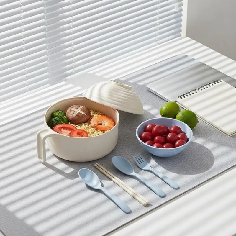 Ramen Bowl Set Ramen Noodles Bowl With Chopsticks Microwavable Cooker Bowl W Lid