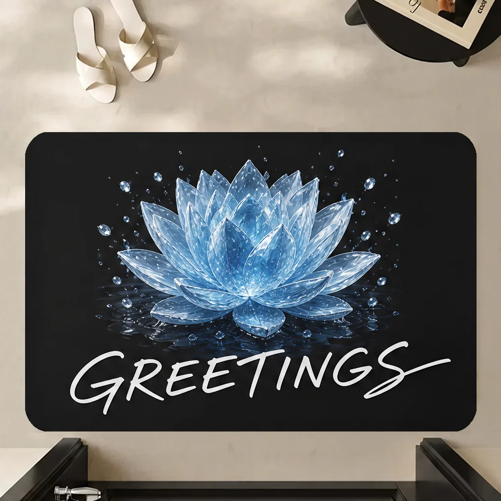 Modern Blue Water Drop Hello Welcome Rug Doormat Front Door Entryway Porch Back Door Living Room Washable Anti Slip floor mat