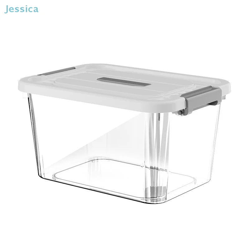 ♥ صندوق تخزين بلاستيكي شفاف مع غطاء صندوق منظم قابل للتكديس، حاوية شفافة للمنزل، تنظيم المطبخ والخزانة