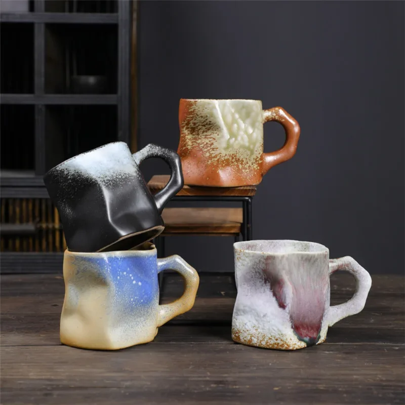 

Japanese Irregular Ceramic Mug, Small High-Looking Coffee Cup, Stoneware Water Cup, Cross-Border, Retro Style