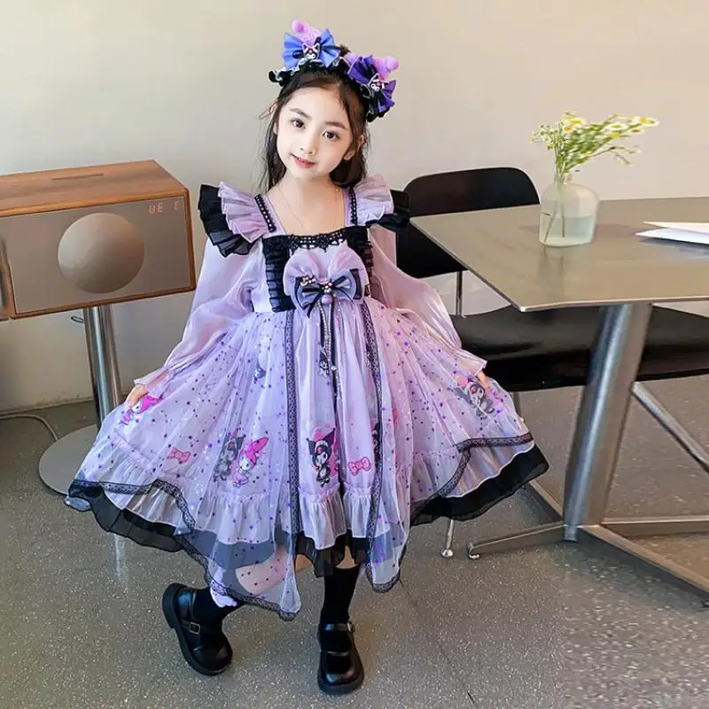 Mädchen Herbst Kleid Cartoon Sanrios Kuromi Kinder Mode Prinzessin Rock Nette My Melody Süße Gaze Rock kinder Kleidung