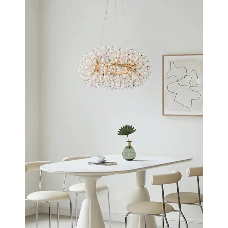 GHJUYIOL Dandelion pendant lamp, living room, master bedroom, dining room, crystal lamp, simple and creative lighting