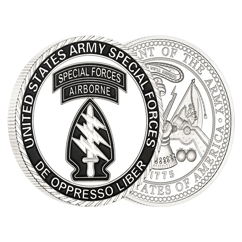 عملة قابلة للجمع مطلية بالفضة على شكل قوة خاصة للجيش الأمريكي مجموعة المشجعين العسكريين هدية تذكارية لتزيين المنزل