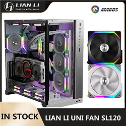 LIAN LI UNI FAN SL120, PC durumda modüler RGB Fan kiti, 12cm 120mm kablo ücretsiz yazılım akıllı PWM kontrolü M/B 5V ARGB siyah/beyaz