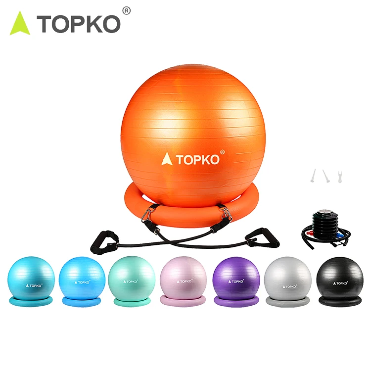 YTYIN TOPKO Patent 65cm 95cm Anti-burst Pilates Oefening Gym Terug Spier Relax Bal Pomp Premium Zwart Pvc Yoga Bal Met Basis
