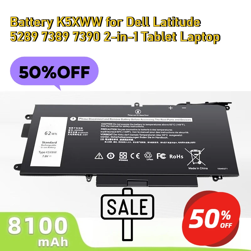 

Battery K5XWW for Dell Latitude 5289 7389 7390 2-in-1 Tablet Laptop