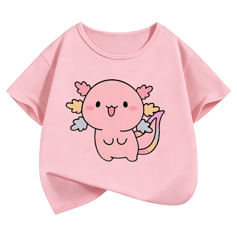 Cute Graphic Kids Tshirts Summer Short Sleeve Tees Cartoon Animal Boys Girls Clothes Kawaii Kitten Tops Y2K Children T-shirt
