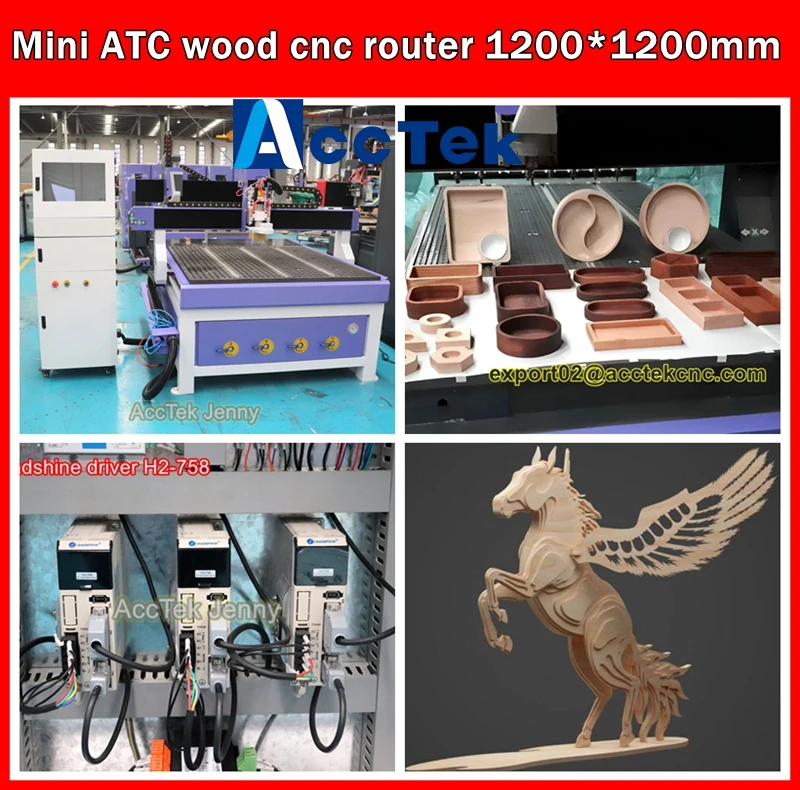 

ACCTEK Mini 1212 1020 1325 Wood Cutting CNC Router Machine Linear ATC 4PCS Tools 3D Wood Acrylic Carving CNC Milling Machine